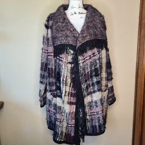 BCBGMaxazaria Open Front Plaid Cardigan